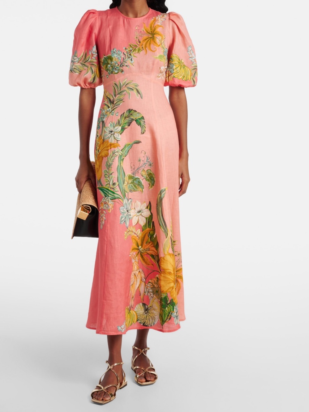 Alémais Anika floral linen maxi dress US 4 NWOT